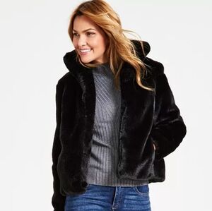 Inc faux fur clasp coat